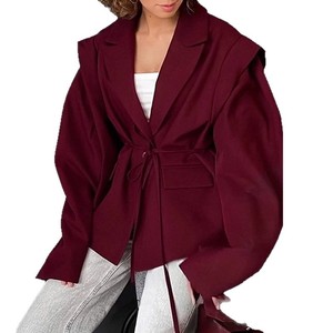 2026 Spring Autumn <strong>Women</strong> Lace-Up <strong>Waist</strong> Blazer <strong>Coat</strong>, Fashion Office Outerwear Daily Ladies Clothing Dropshipping - Product Image 3