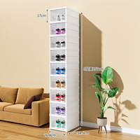 YOUALL Boîte de rangement à chaussures pliable et empilable en PP brillant, carrée, 3 couches, multifonctionnelle, gain de place, pour salle de bain et salon