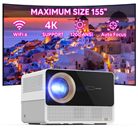Proyector LED LCD CRE CR67 de 1200 Lúmenes y 1080P, WiFi 2.4G/5G, Altavoces Estéreo HIFI, Enfoque Automático Integrado, Android 9, Portátil