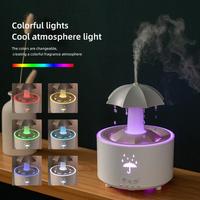 Diffuseur d'arômes parfumés en forme de parapluie, machine à brume froide ultrasonique, humidificateur d'air, diffuseur d'huiles essentielles, humidificateur à effet de pluie RGB pour la maison