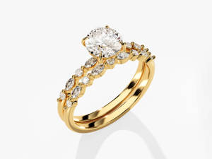 14พัน18พันทองSolitaireรอบแหวนเพชรที่กําหนดเองเครื่องประดับจัดงานแต่งงานBandสัญญาPaveชุดสตรี - Product Image 2