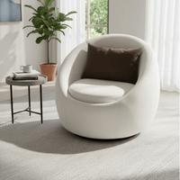 Fauteuil monoplace moderne minimaliste en bois massif à coins arrondis, tissu blanc, style hôtelier, décontracté, pour appartement et villa