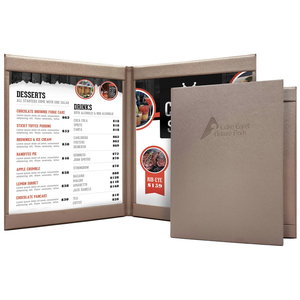 Cubierta de Menú Personalizada de Doble Cara, Portamenús de Cuero Ecológico, Tamaño Legal/Letter/A4, Libro de Menú para Restaurante - Product Image 1