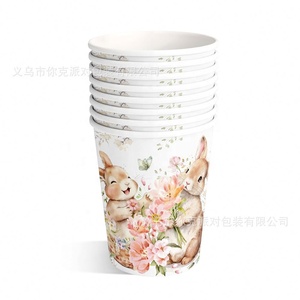 Assiettes en papier à thème lapin et fleurs peintes à la main, ensemble de fournitures de fête jetables pour anniversaire, pique-nique, fête du thé - Product Image 6