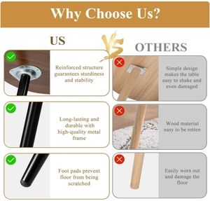 Bàn bên hiện đại với chân gỗ rắn Bàn cà phê tròn cho không gian nhỏ, phòng khách - Product Image 5