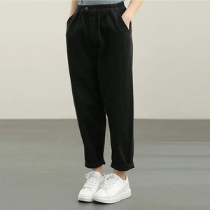 Harem Pants Women Khaki Cotton Loose Fit Mid Waist Casual Carrot Pants Autumn Spring Style Plus Size JN-8618 - Product Image 3
