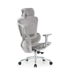 Fauteuil pivotant inclinable ergonomique moderne en plastique chromé avec support lombaire pour la maison et le bureau - Product Image 2