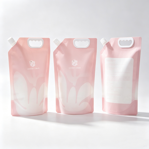 Pochettes personnalisées OEM, MOQ 500, taille et couleur sur mesure, refermables avec bec verseur et poignée, pour savon vaisselle, adoucissant textile, recharge écologique, vente au détail - Product Image 4