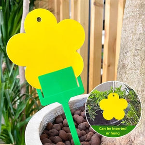 Piège à mouches en forme de fleur, non toxique, jaune, collant, avec piquet de fixation au sol, prêt à être expédié, pour les jardins domestiques et les parcs potagers - Product Image 1