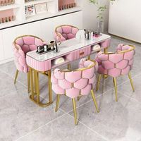 Table de manucure moderne en métal, style luxe léger, prix spécial, table double en panneau de densité