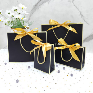 Bolsa de papel rosa con cinta personalizada, bolsa de regalo con cinta <span class=keywords><strong>verde</strong></span> azulado - Product Image 1