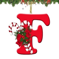 Ornement de Noël personnalisé en acrylique avec 26 lettres anglaises A-Z, décoration suspendue pour sapin de Noël, pendentif en forme de canne à sucre pour la fête de Noël à la maison