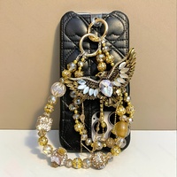 Breloque de téléphone en strass Aile d'Aigle Doré, pendentif de sac artisanal lourd, cordon de poignet, cadeau bijoux pour femme