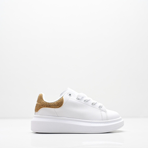 Scarpe da Skateboard per Bambini di Design, Trendy per Ragazzi e Ragazze, Bianche con Strass, Casual, Leggere, con Lacci alla Caviglia - Product Image 2