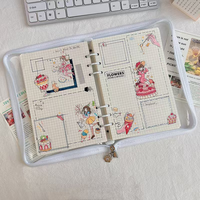 Portefeuille à fermeture éclair A5 durable à 6 anneaux, organiseur de documents, pochette transparente en PVC, protège-cahier