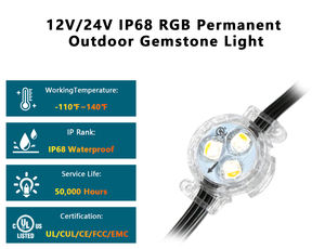 Ismart UL/CUL/CE Certificación Luces de Navidad permanentes al aire libre 12V Luz de píxeles estilo piedra preciosa - Product Image 5