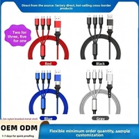 Kabel Data Ponsel Multi-Fungsi Lima-dalam-Satu dengan Konektor USB-A USB-C untuk Ponsel, Kompatibel untuk Android