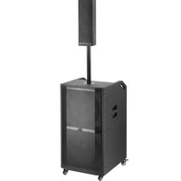 Enceinte de karaoké professionnelle sans fil Bluetooth HIFI en bois de 12 pouces avec micro, grande puissance, stéréo, colonne, pour scène et soirées, avec chariot