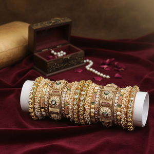 Elegant Kundan Pearl Meenakari Openable <b>Bangles</b> <b>Set</b> Designer Bridal Jewelry Premium Traditional <b>Bangle</b> Collection - Product Image 3