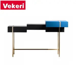 Console de mesa metálica minimalista, console de metal preto para gavetas azuis, resistente e durável, adequado para corredores e camisetas