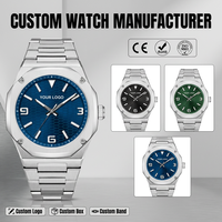 Montre de luxe pour homme, personnalisable avec logo, bracelet en acier inoxydable, affichage de la date, fabrication OEM