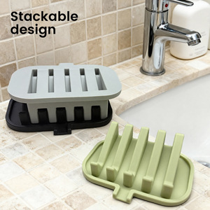 Jabonera de Silicona Flexible Personalizada con Drenaje Automático, Soporte Antideslizante para Jabón en Barra para Baño, <span class=keywords><strong>Ducha</strong></span>, Fregadero de Cocina - Product Image 4