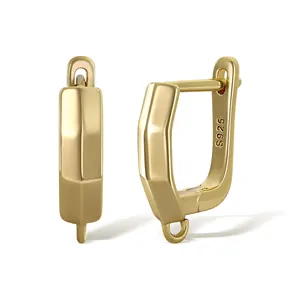 Earring Making Suppliers Nickle Free Real Gold Plated Corner Hook Ear Accessories For DIY Women Hoop Earrings