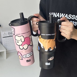 Stainless Steel Tumbler 316 Large Capacity With Handle Straw Cup Travel Water Bottle Cartoon Design Insulated For Outdoor Use - Product Image 2