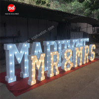 Décoration de scène de mariage, lettres lumineuses Mr & Mrs, lumières LED