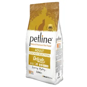 Hoge Eiwit Petline Natuurlijke Premium Kip Volwassen Kat Voedsel 1,5Kg (6 Stuks) Ijzer, Taurin, folik Zuur Rental Pet Food