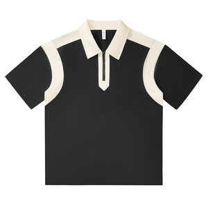 Doveark Custom 240G S-3XL Retro Duidelijk Zwaar 65% Katoen 35% Polyester Contrast Kleur Rits Eenvoudig Unisex Heren Poloshirt - Product Image 3