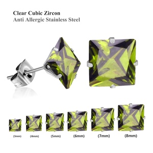 ชุดต่างหูประเภทต่างหูเพทายผู้หญิงพร้อมต่างหูเพชรสี่เหลี่ยม - Product Image 5