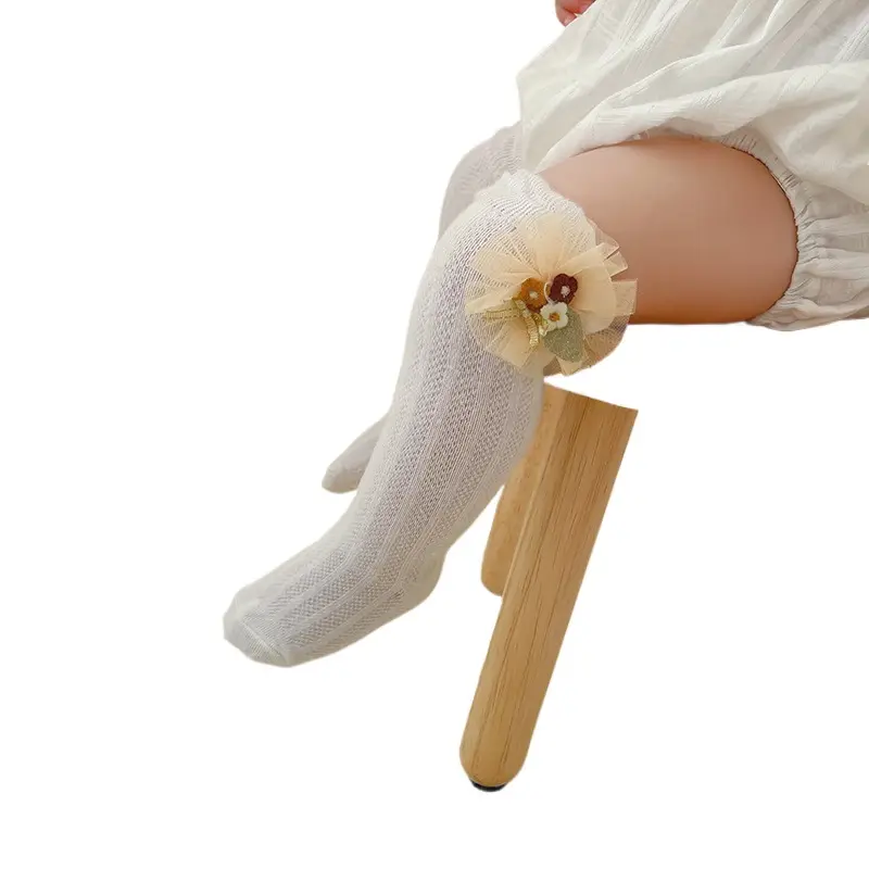Summer ultra-thin mesh breathable stockings Sweet Princess wind girls mosquito socks headband set