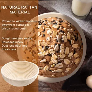 Cestino per la lievitazione del pane rotondo da 25cm fodera in lino panno per pasta madre cesto per la cottura regali per panettieri - Product Image 5