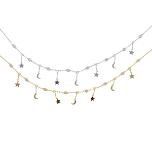 2023 regalo di natale Moon star charm <span class=keywords><strong>collana</strong></span> girocollo con nappe per gioielli da donna - Product Image 6