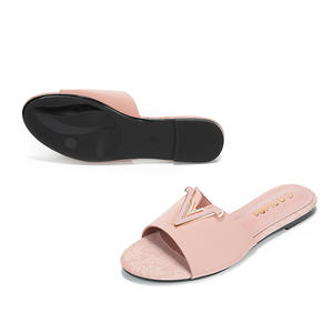 Tendance de la mode, <span class=keywords><strong>sandales</strong></span> plates unisexes, légères, grandes tailles, en métal, lettre V, pour l'été, en plein air - Product Image 6