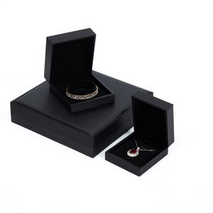 Caja de Regalo de Joyería de Cuero PU Negro Personalizada Zebo para Anillos y Collares - Modelo J70, Diseño Liso, OEM/ODM Disponible - Product Image 3