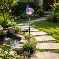 Lampe solaire décorative extérieure étanche en forme de toucan en verre craquelé pour jardin et allée