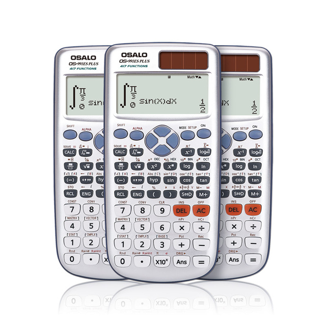 For OS-991ES PLUS Scientific Calculator 10+2 Digit Display ABS Plastic Dual Power Silver Custom Logo High School Student