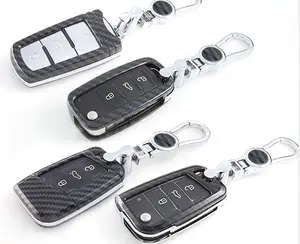 Carbon Car Remote Flip Key Fob Shell Cover Case For VW Golf 4 5 6 7 Bora Jetta POLO Passat Touareg Vento Voyage W12 Octavia SEAT