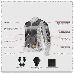 Men's Summer Stand Protective <b>Racing</b> <b>Jacket</b> Breathable Reflective Mesh Motorbike Clothing Zipper Front Rabbit for Motorcycles - Product Image 6