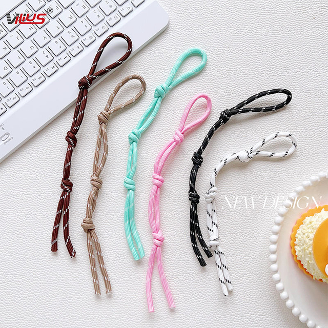 Cute Braided Phone Strap Colorful Paracord Hand Wristlet Lanyard Universal Anti-lost Mobile Phone Accessories for Girls Gift