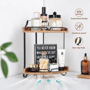 Étagères d'angle d'armoire Étagère d'angle de comptoir de cuisine à 2 niveaux <span class=keywords><strong>Petite</strong></span> étagère d'organisation de comptoir en bois Étagère à épices et étagère de rangement - Product Image 6