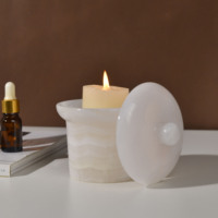 Pot à bougie en onyx de luxe, porte-bougie en marbre de jade naturel, conteneur de rangement pour bijoux, pour la décoration de la maison et des hôtels