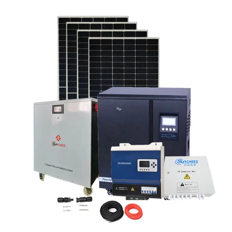 10kw 20kw 30kw güneş ev sistemi Pv paneli seti kapalı ızgara güneş enerjisi hibrid 3 fazlı güneş jeneratör paneli ile tamamlandı Set