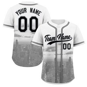 Groothandel op maat bedrukte plus size baseball shirts van de beste kwaliteit, gepersonaliseerde stadslandschap stijl, authentieke jersey - Product Image 1