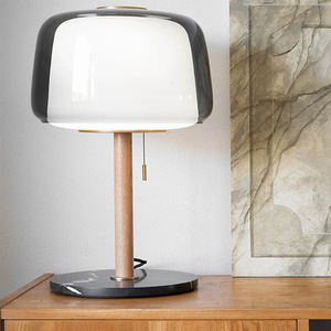 Nordic Table Lamp Solid Wood Glass E27 LED Eye Caring Bedroom Bedside <b>Mood</b> <b>Light</b> - Product Image 1