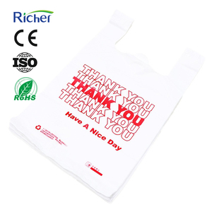 Bolsas de Plástico Blancas al por Mayor para Compras, con Asas Tipo Camiseta, Impresión de 'Gracias' y Asas Tipo Chaleco, Pedidos al por Mayor - Product Image 1