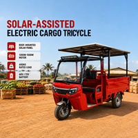 Tricycle électrique de transport en gros avec toit solaire 1200W, véhicule électrique à 3 roues pour le transport de marchandises