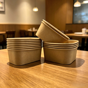 Contenants alimentaires jetables en papier enduit de PE, écologiques, de qualité alimentaire, étanches et résistants à l'huile pour plats à emporter - Product Image 1